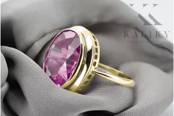 Oro amarillo de 14 quilates Amatista Anillo Estilo vintage vrc285y